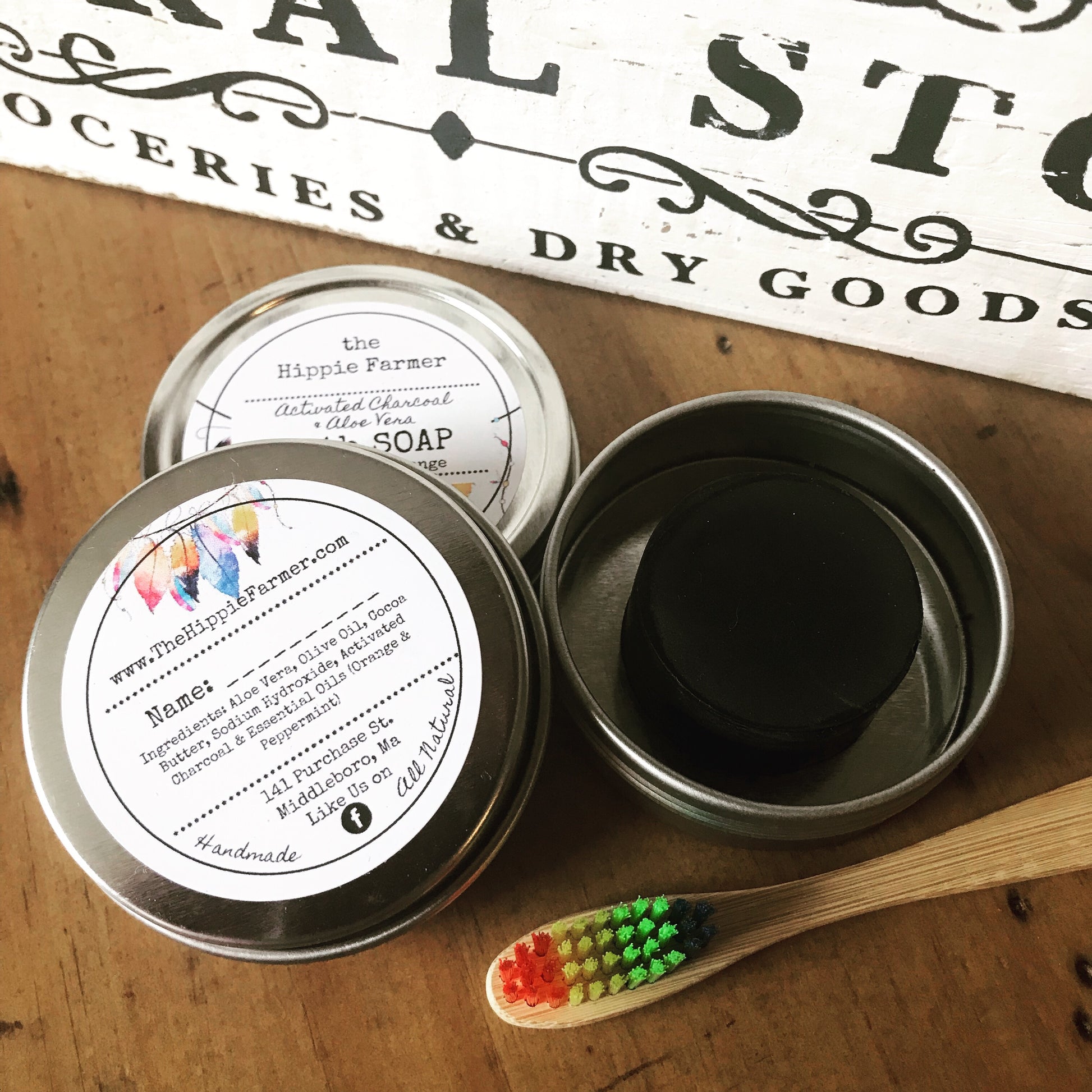 Tooth Soap - Peppermint & Orange with Acitvated Charcoal/Aloe Vera - 0.75 oz tin or 3x Refill - The Hippie Farmer