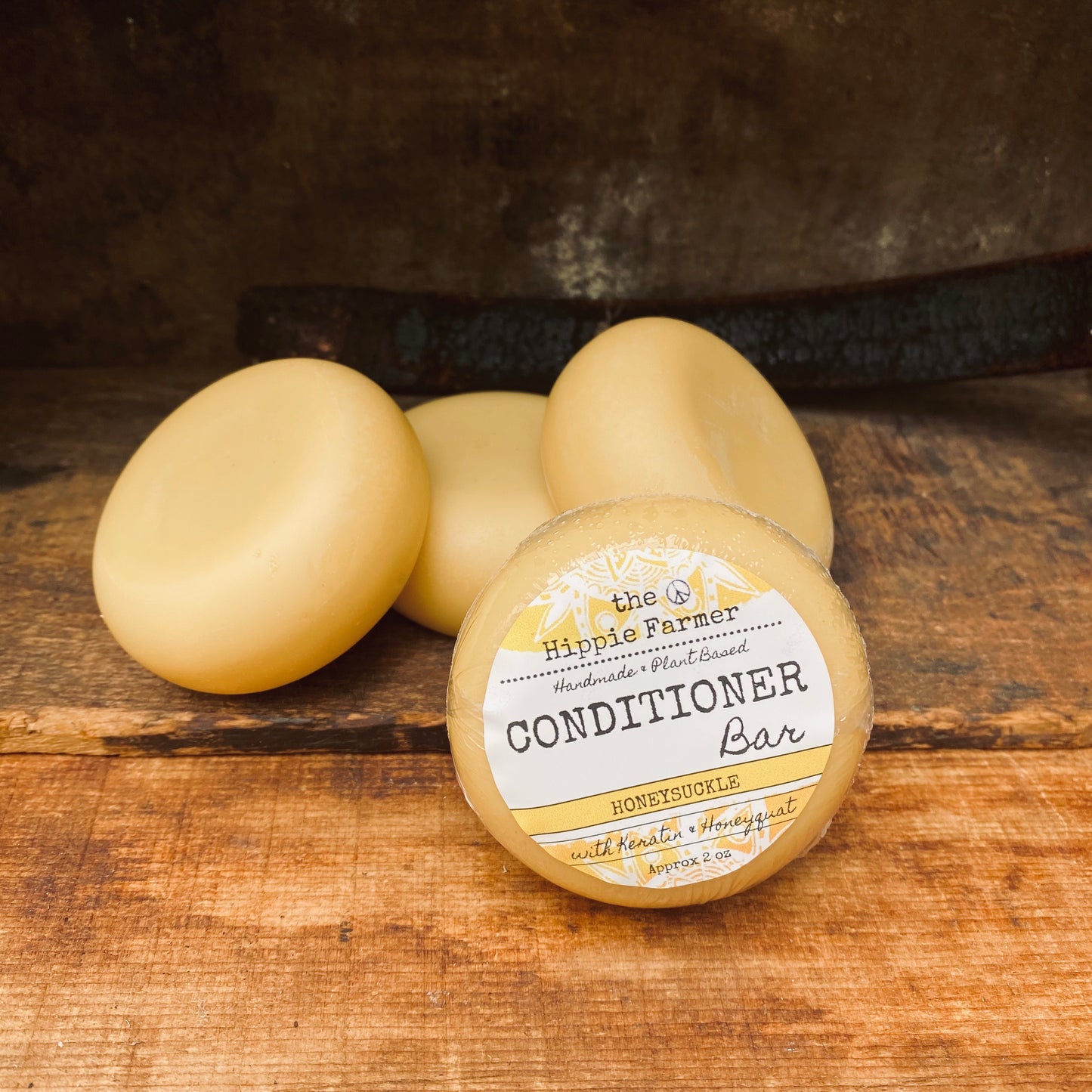 Solid Conditioner Bar with Keratin & Honeyquat- Honeysuckle 2oz - The Hippie Farmer