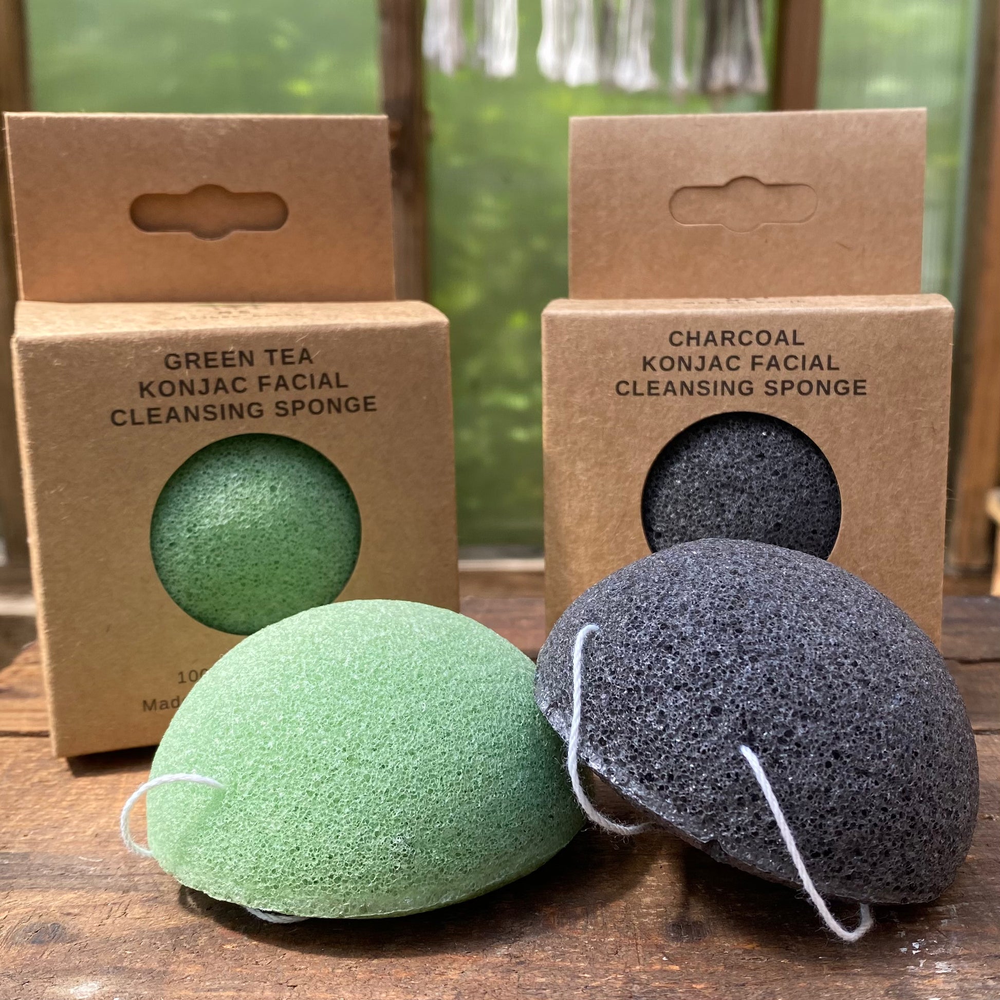 Konjac Biodegradable Sponge - Green Tea or Charcoal - by Mother Earth ME - The Hippie Farmer