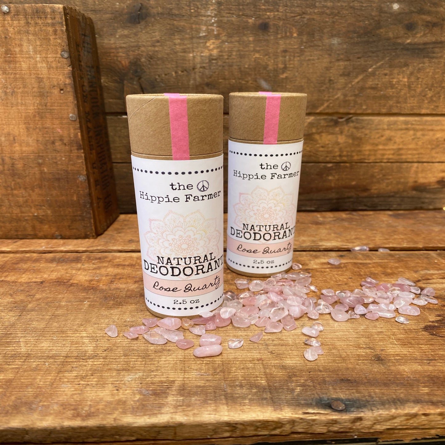 Rose Quartz - Natural Deodorant - Aluminum and Baking Soda FREE - 2.5oz - The Hippie Farmer