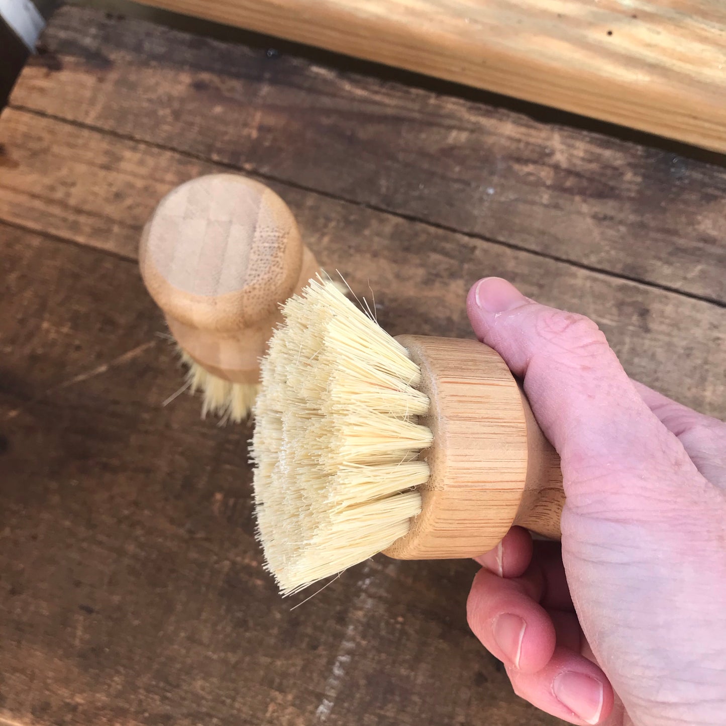 Bamboo Mini Scrub Brush with Coconut Bristles - The Hippie Farmer