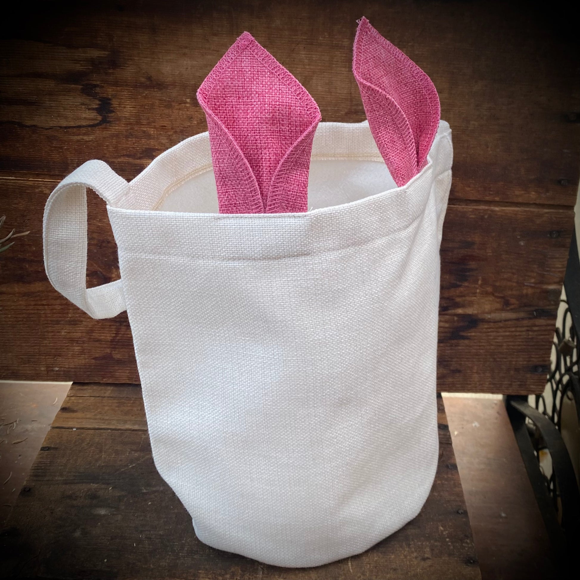 Material Easter Basket - Pink, Blue or Green Bunny Ears - The Hippie Farmer